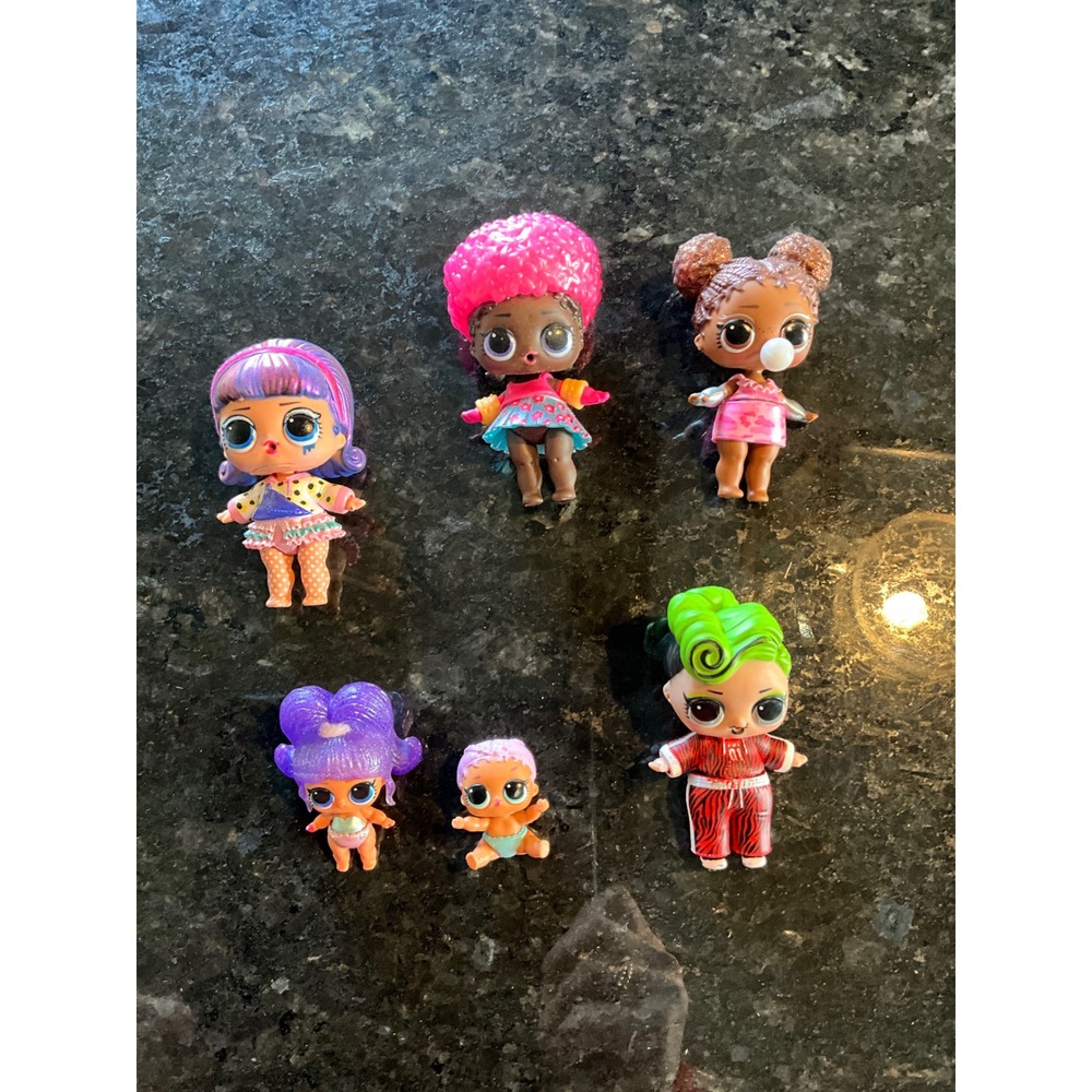 LOL Surprise Doll Lot of 6 MGA Entertainment Lil‎ Sisters Glitter Hair Figures